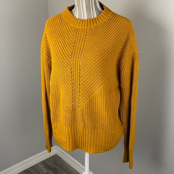 a.n.a Sweaters - Ana Mustard Crew Neck Knit Sweater